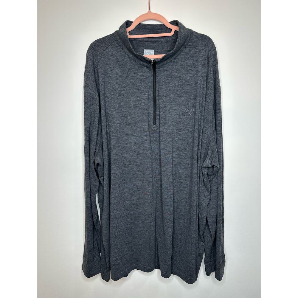 Callaway 1/4 Zip Mens 4XLT Gray Golf Pull Over Stretch Oversized Big and Tall